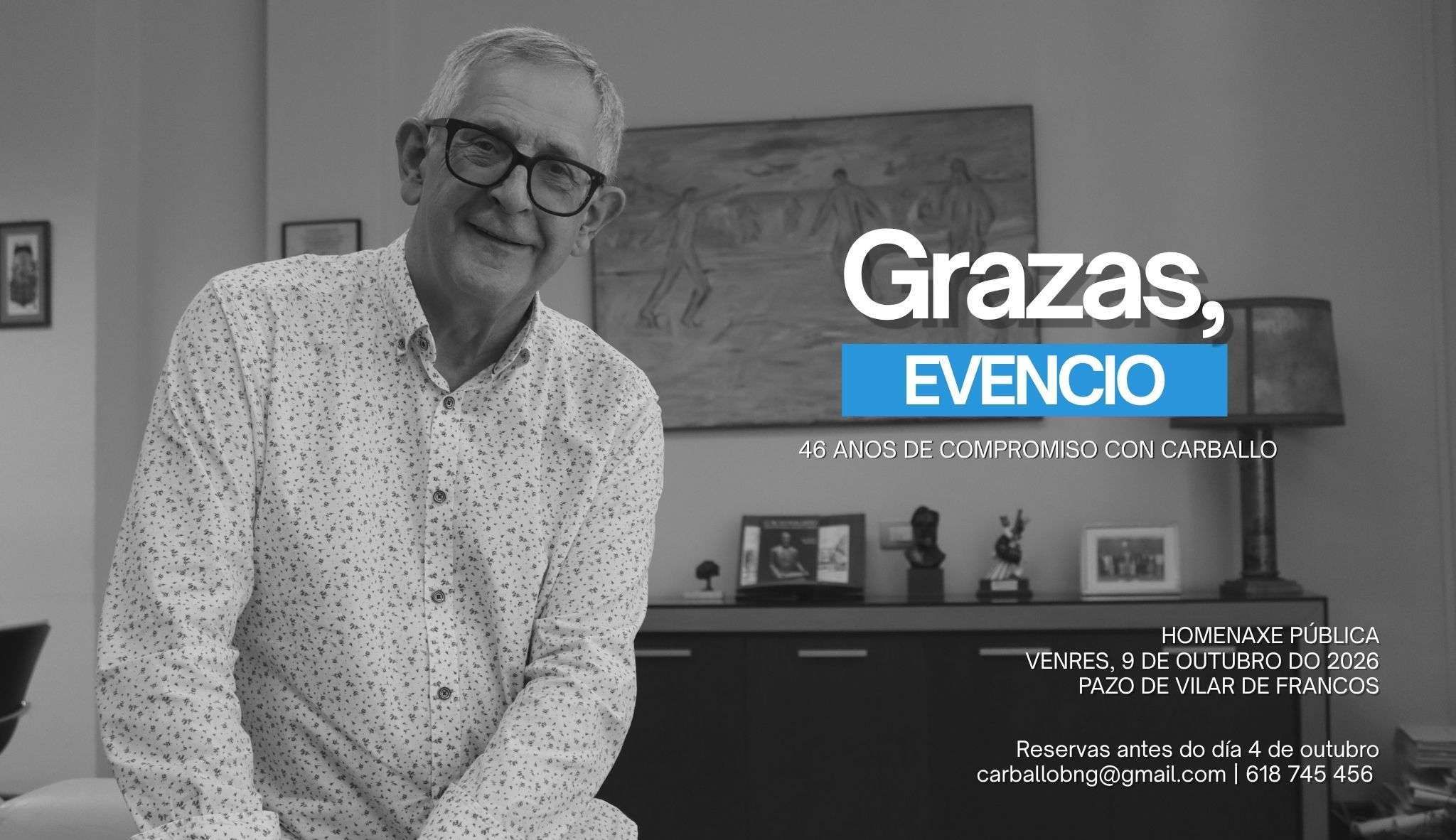 Neste momento estás a ver O BNG de Carballo organiza unha homenaxe aberta a Evencio Ferrero ao cumprirse un ano da súa despedida da Alcaldía